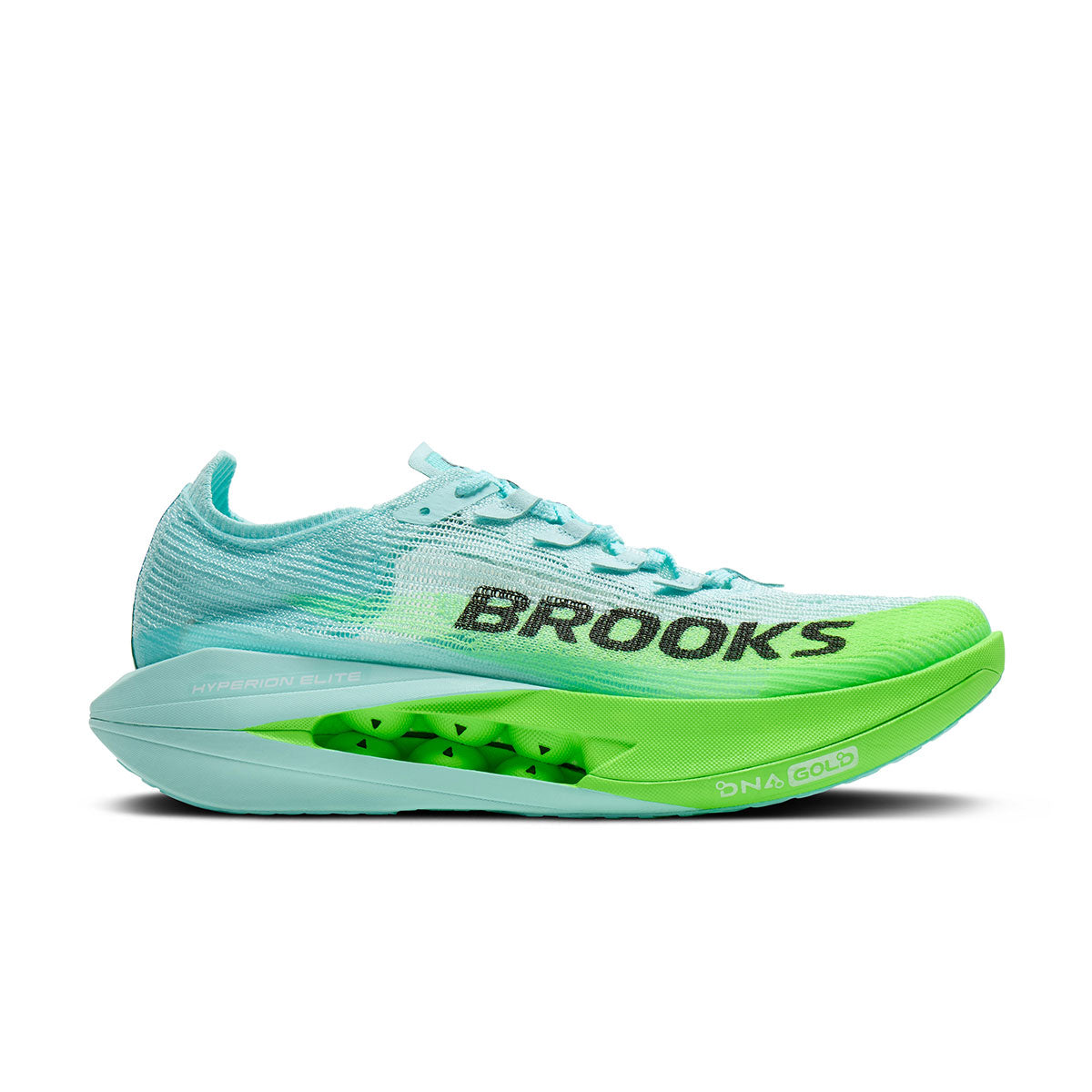 Brooks Hyperion Elite 5 løbesko i lyseblå og grøn farve