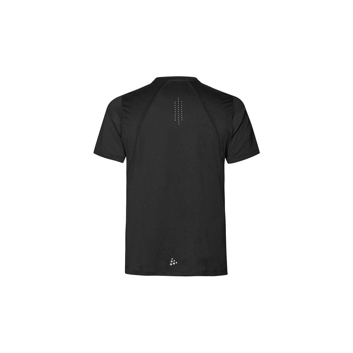 Sort T-shirt med kortærmer og refleksdetaljer på ryggen