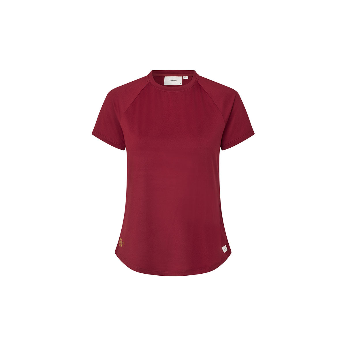 Rød T-shirt til damer med kort ærme og rund hals