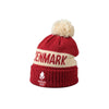 Rød hue med pompon og Danmark logo