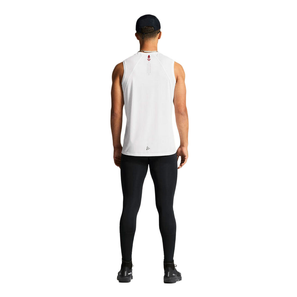 Hvid ærmeløs tanktop med rygprint til herre