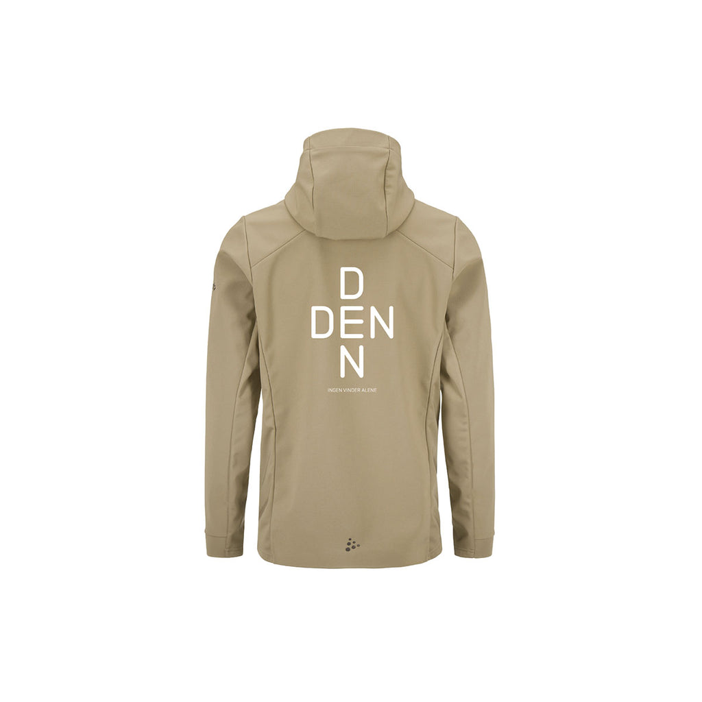 Cremefarvet CRAFT jakke med hætte og logo foran