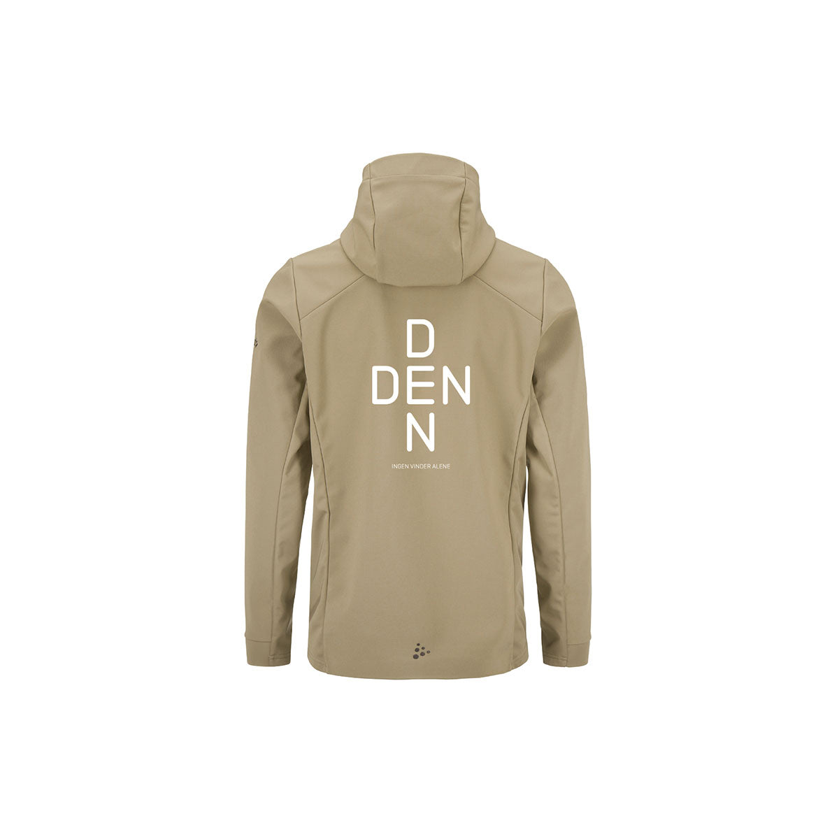 Cremefarvet CRAFT jakke med hætte og logo foran