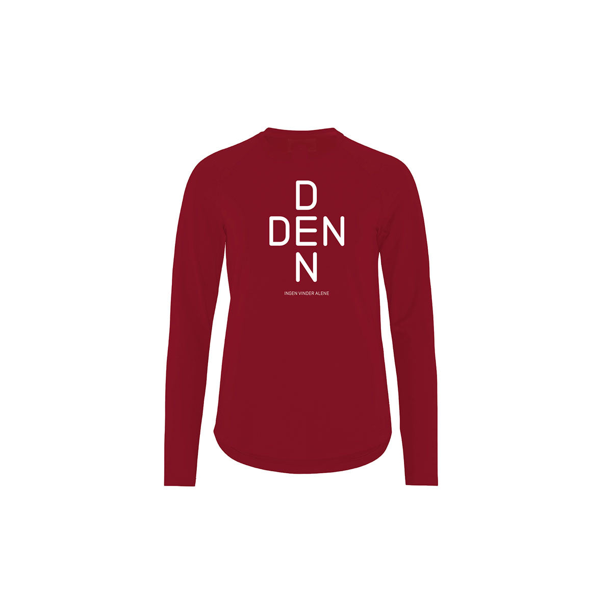 Langærmet T-shirt i rød med grafisk tryk foran