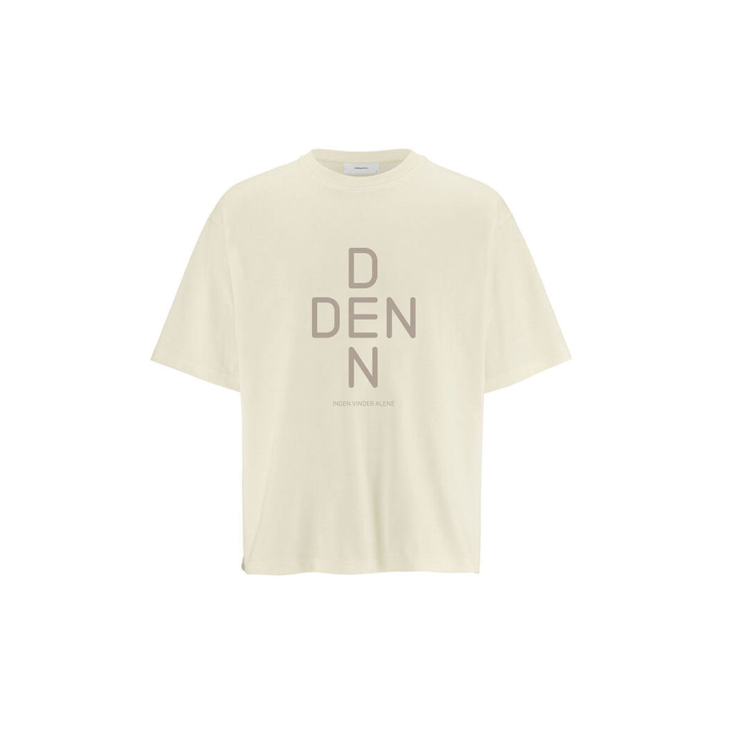 Hvid T-shirt med tryk og løs pasform