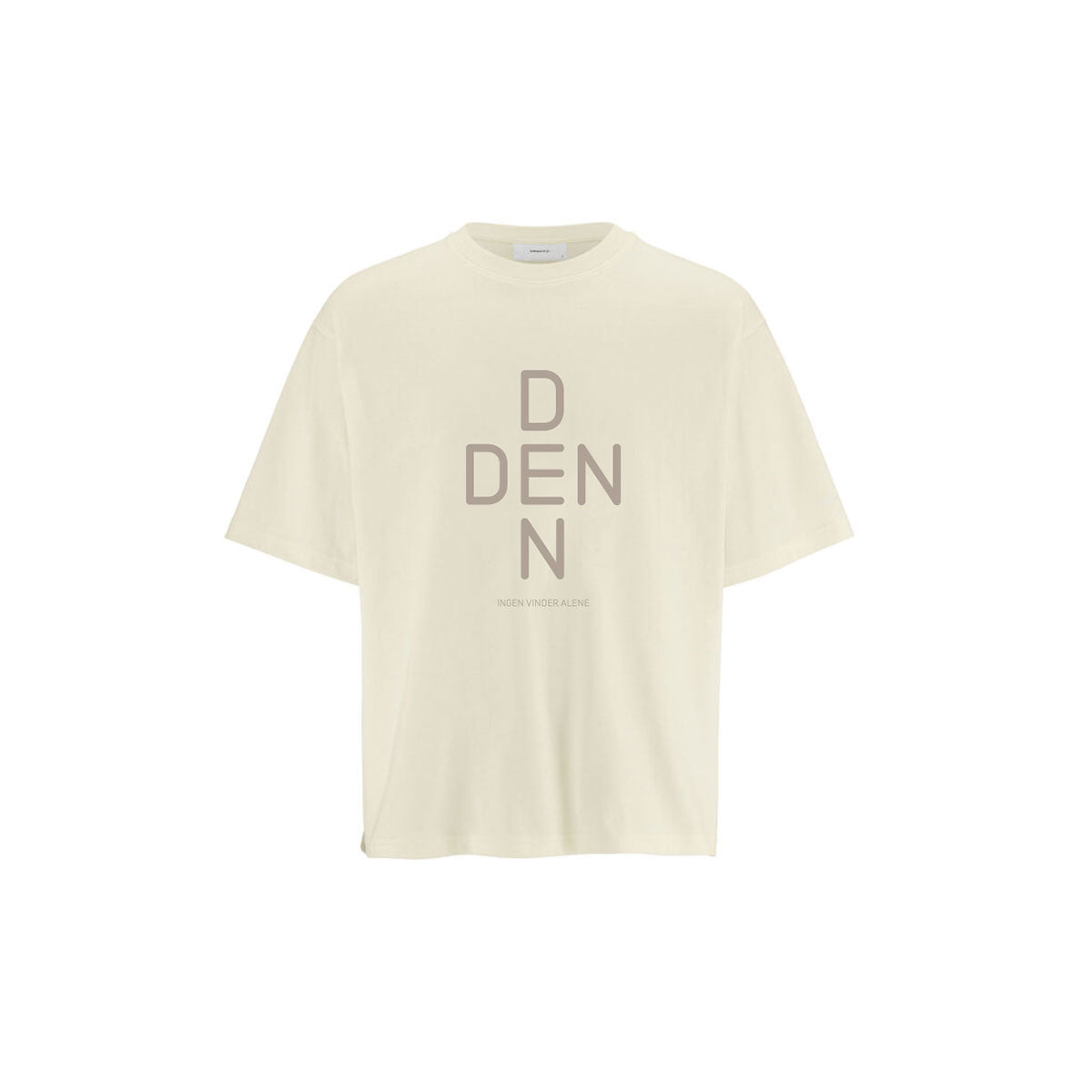 Hvid T-shirt med tryk og løs pasform