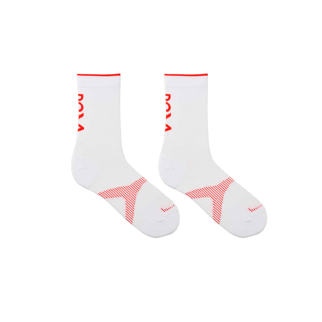 Doxa Addon Crew Socks Pulse i hvid med røde detaljer