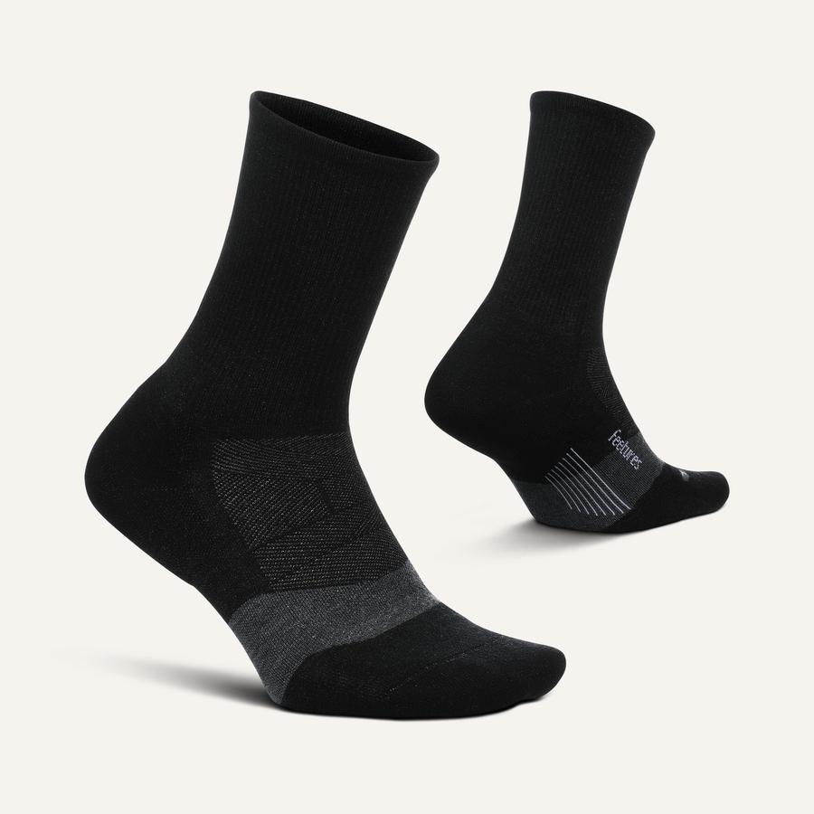 Sort Merino 10 Ultra Light Mini Crew strømper med grå detaljer