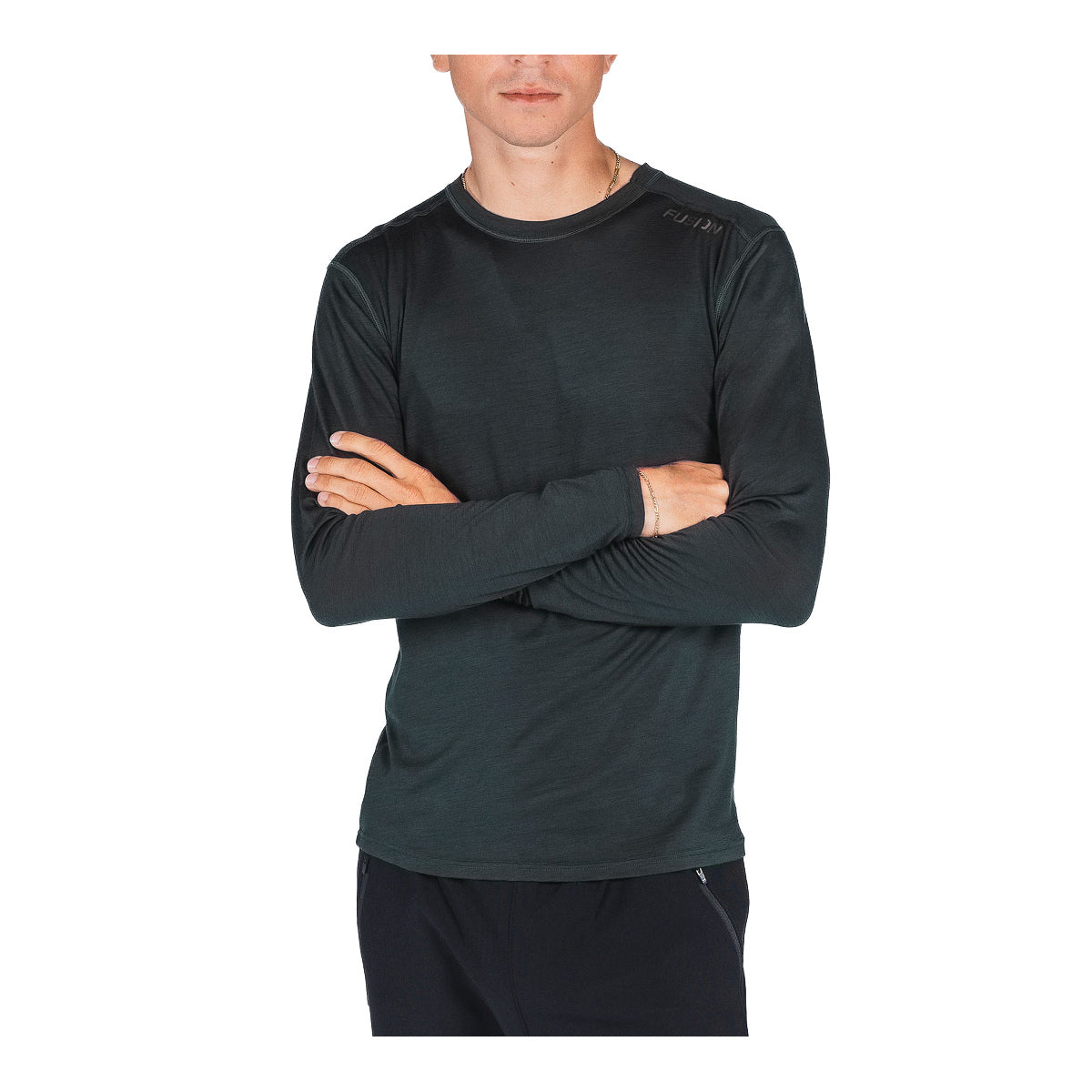 Fusion C3 Merino LS herre grøn på model med hvid baggrund