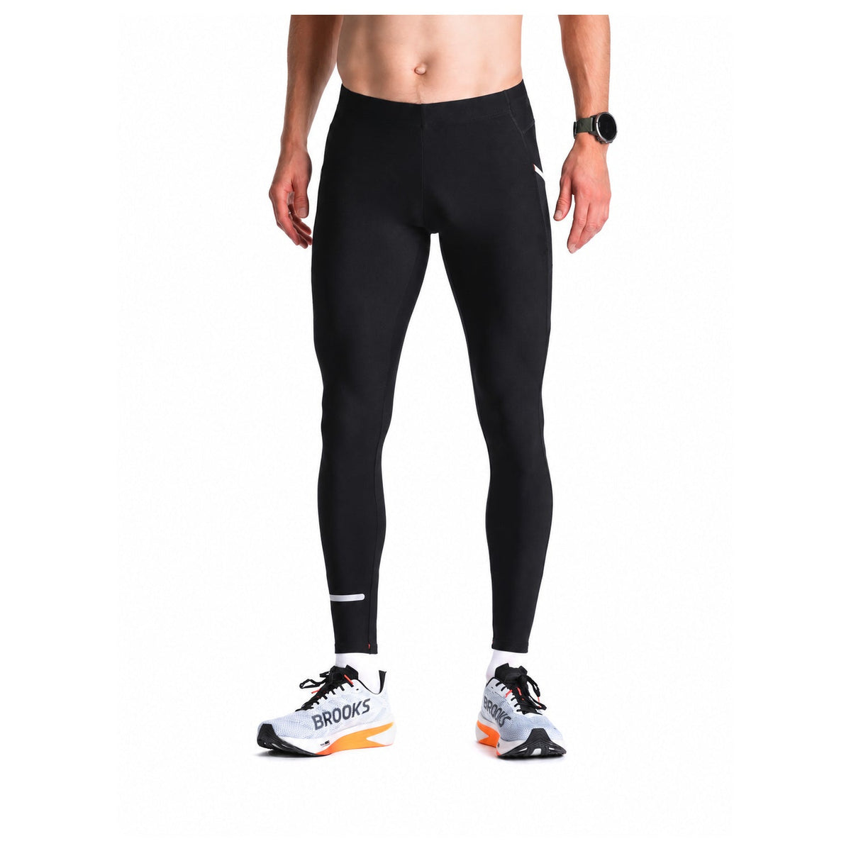 Sorte unisex lange tights med tætsiddende ben og elastisk linning