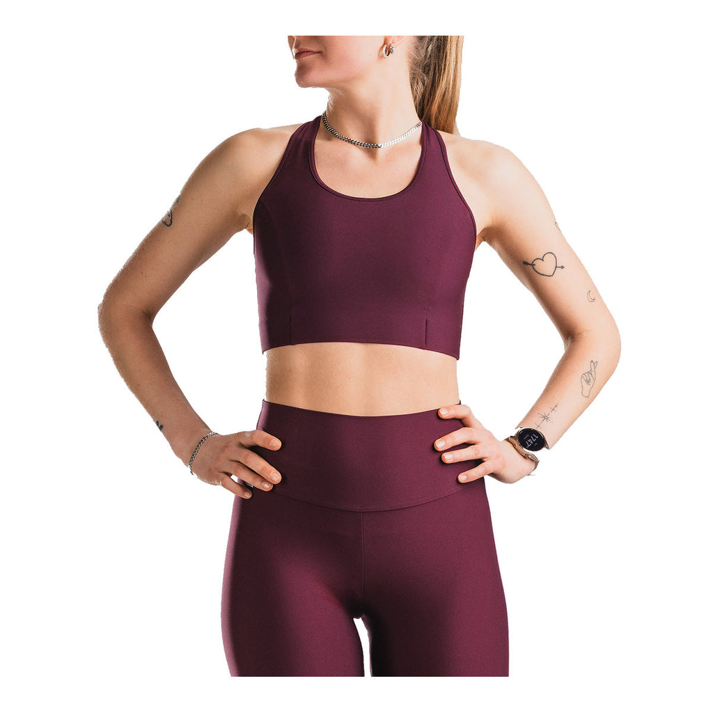 FUSION dame singlet med racerudskæring i vinrød farve