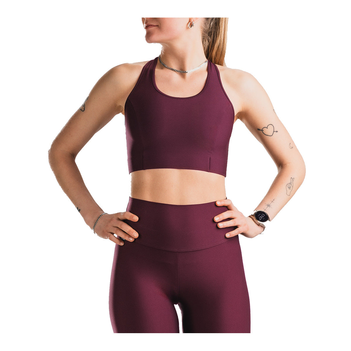 FUSION dame singlet med racerudskæring i vinrød farve