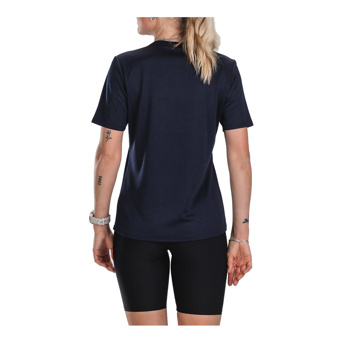 Kvinders mørkeblå FUSION TEMPO! TWO T-shirt med korte ærmer og rund hals