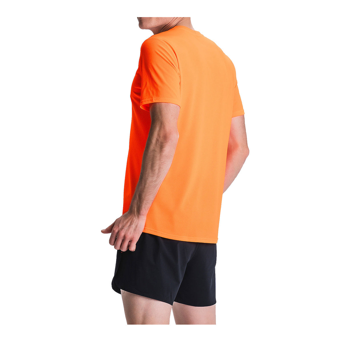 Orange herre-T-shirt med kort ærme og rund halsudskæring