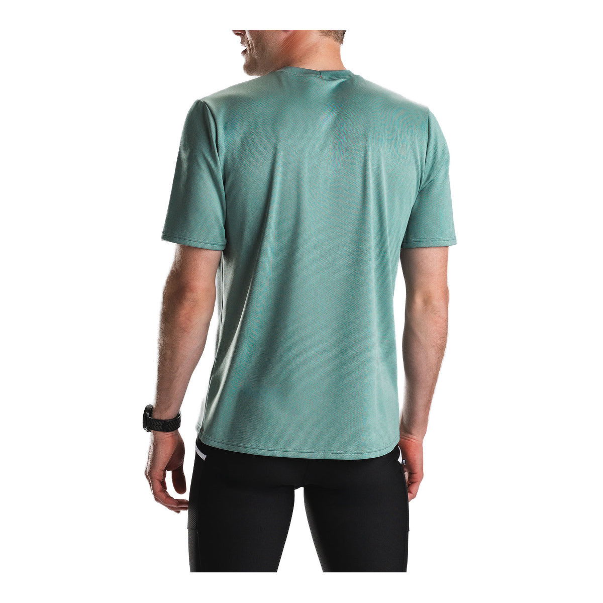 Grøn kortærmet T-shirt til mænd med rund hals fra Fusion Tempo Two Run