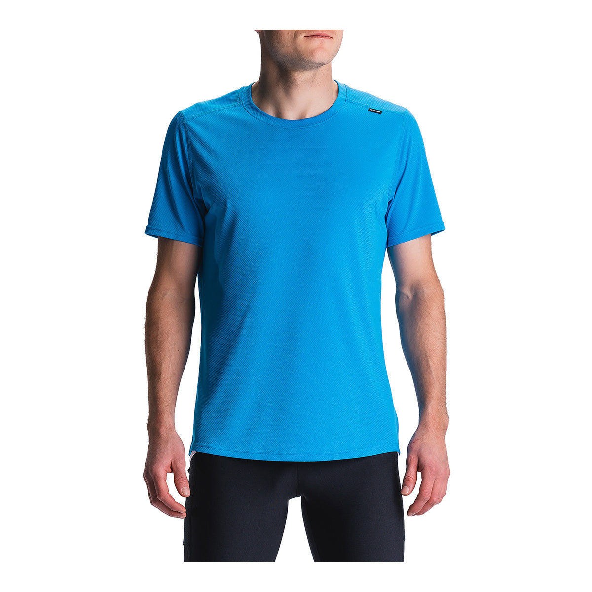 Blå herre t-shirt med kort ærme og rund halsudskæring