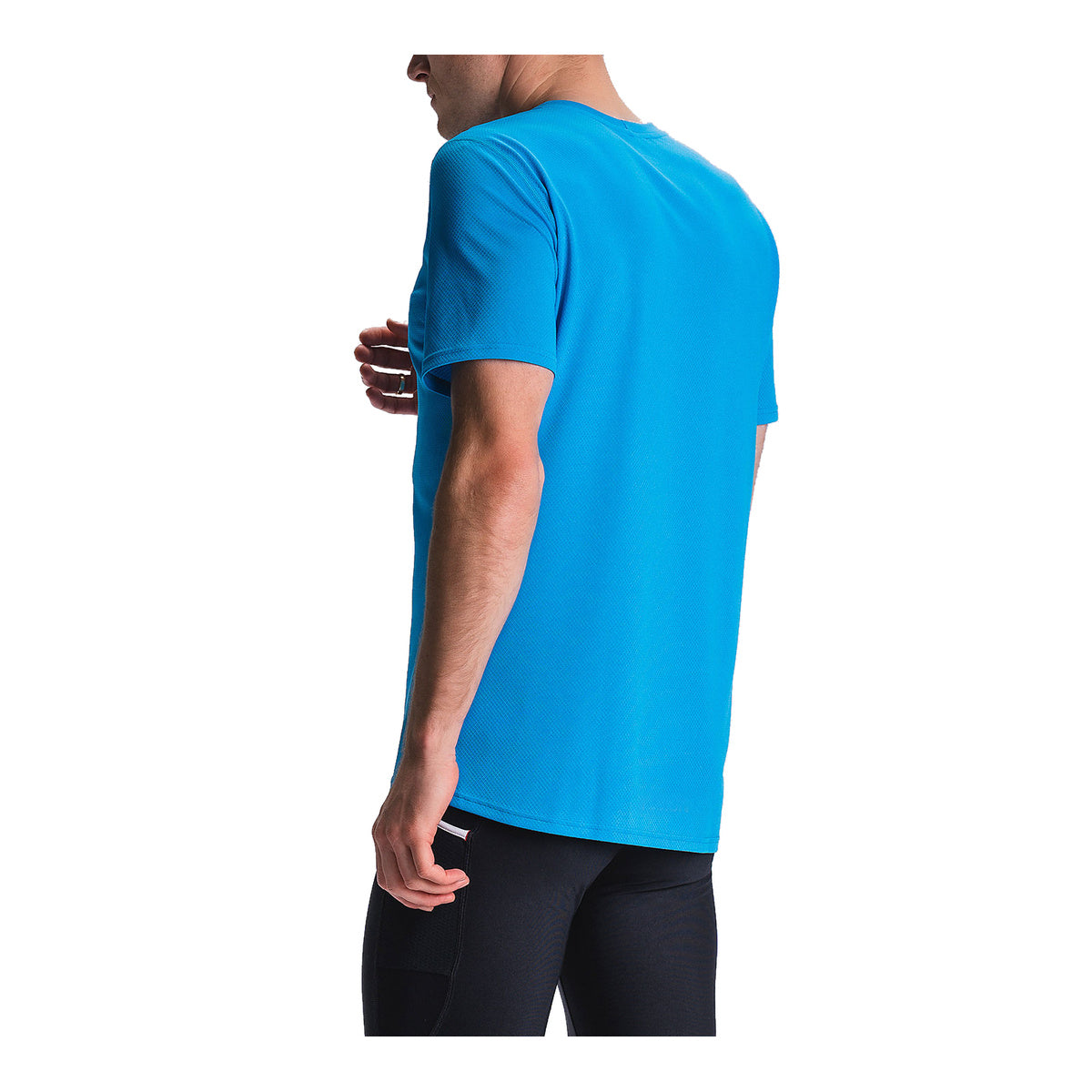 Blå herre T-shirt med korte ærmer og rund halsudskæring