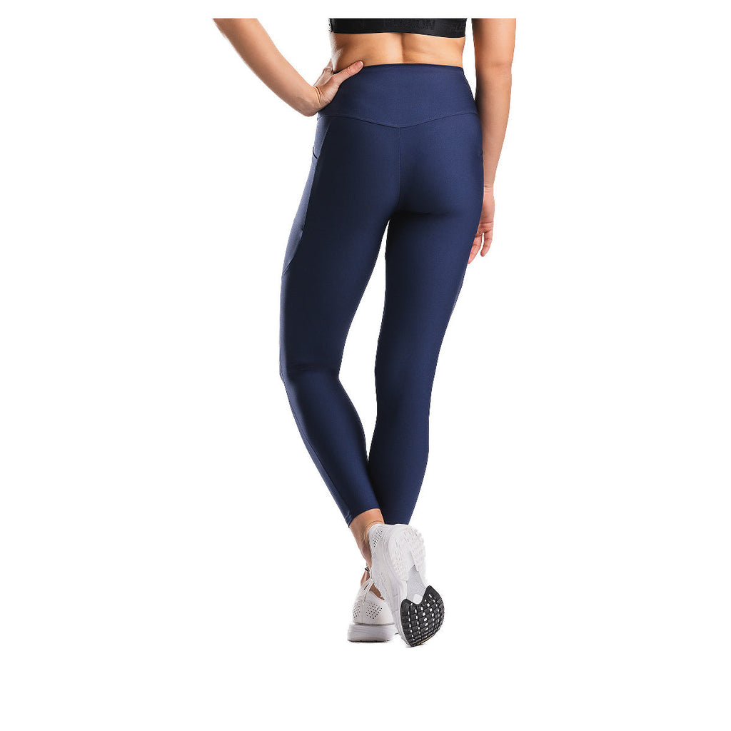 Mørkeblå high waist tights med lomme foran