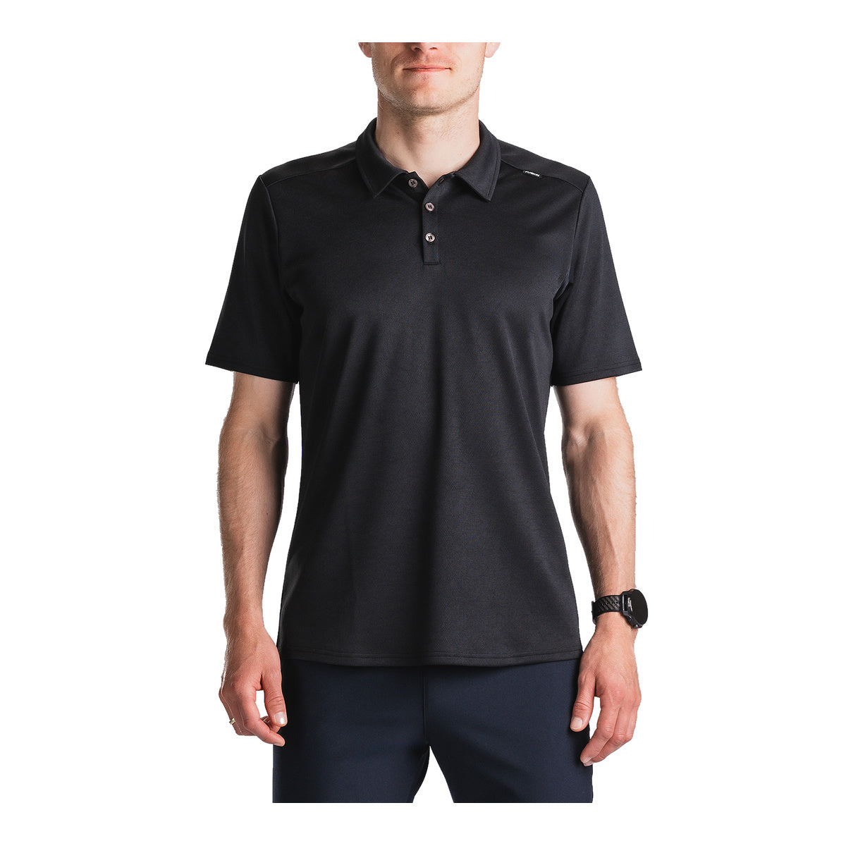 Sort FUSION urban polo singlet til herre med kort ærme