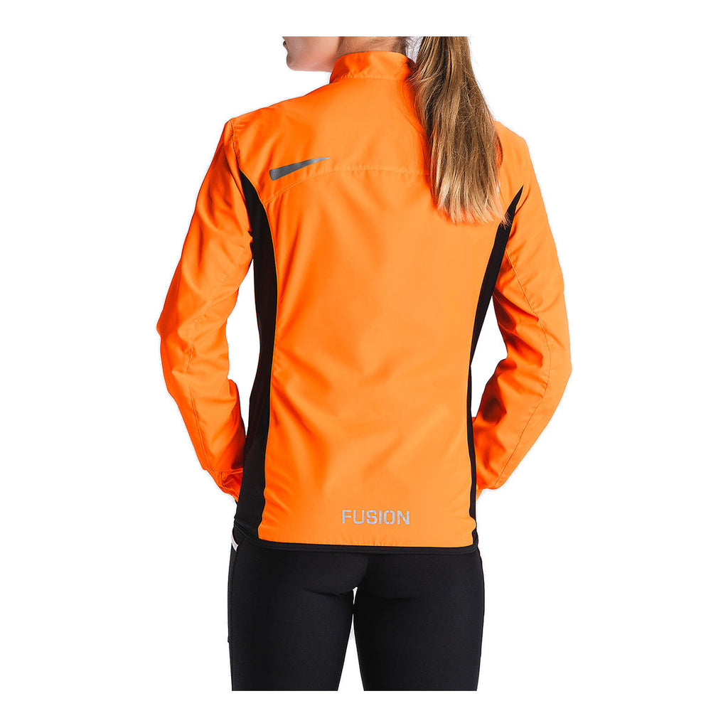 Oranger og sort løbejakke med hætte til kvinder FUSION S1 Run Jacket Dame