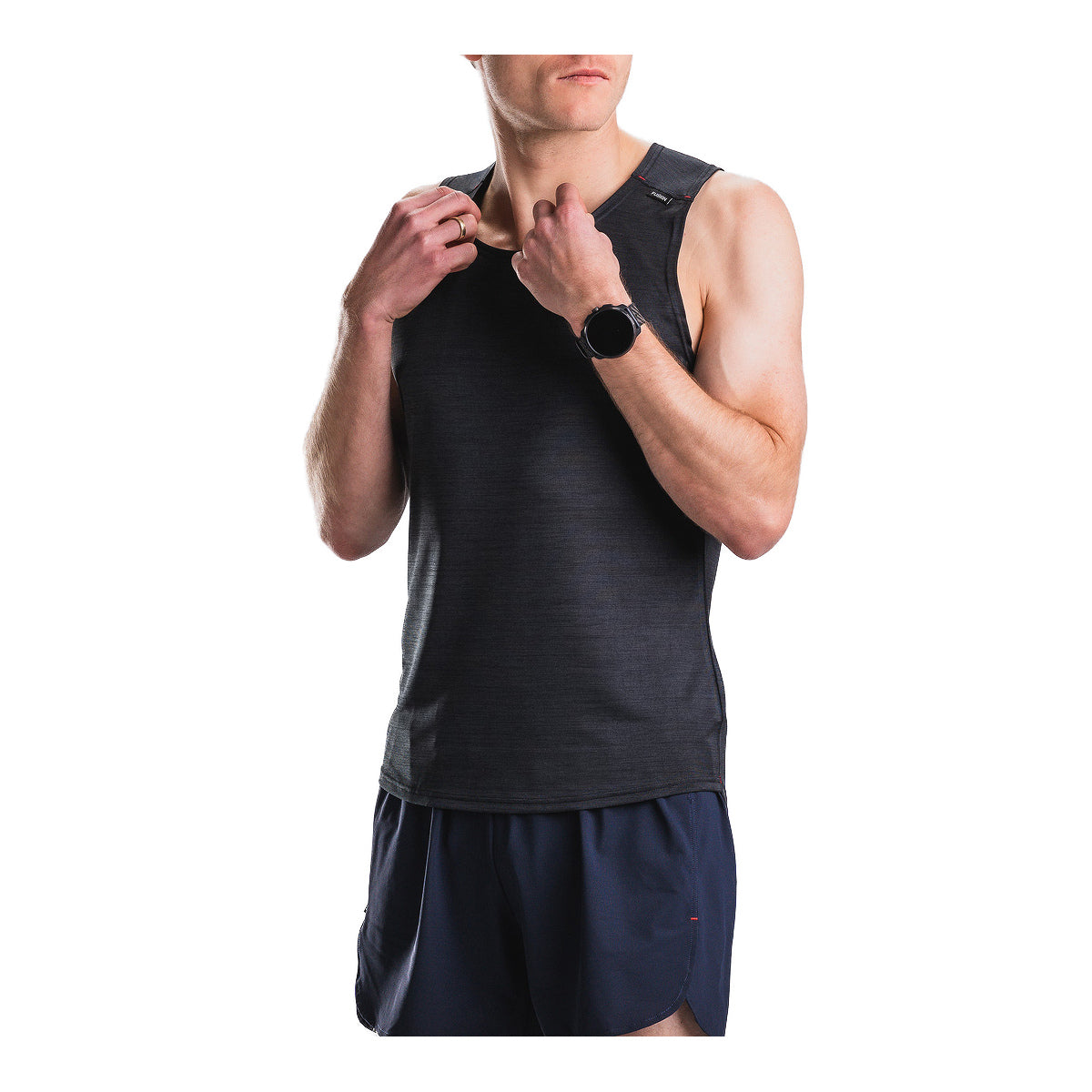 Mørk FUSION C3 singlet til mænd med rund halsudskæring