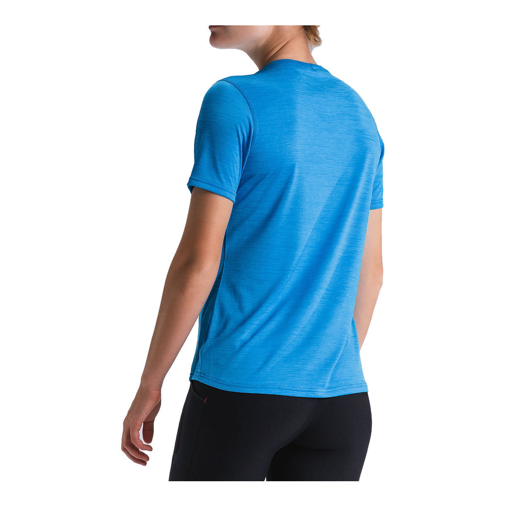 Blå dames T-shirt med korte ærmer og rund hals