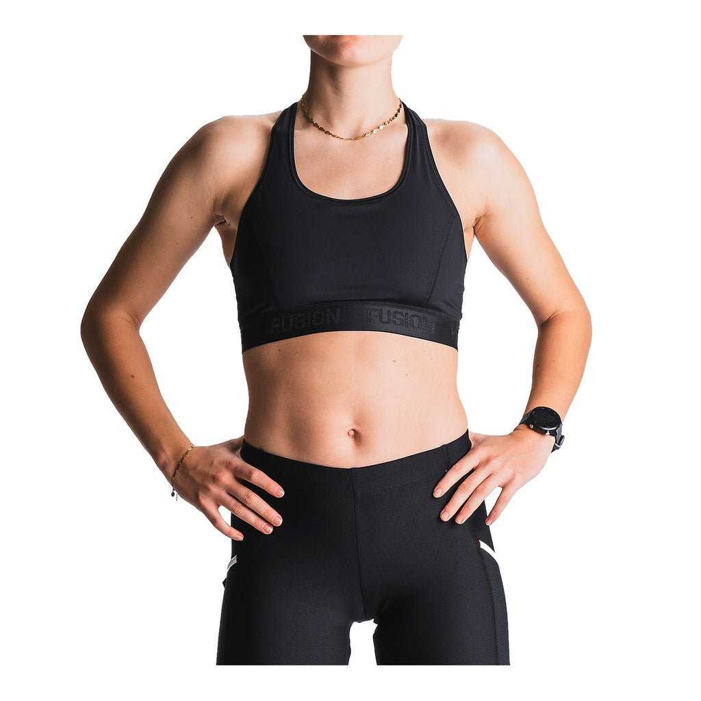 Fusion top dame tanktop i sort med rund halsudskæring og skulderstropper