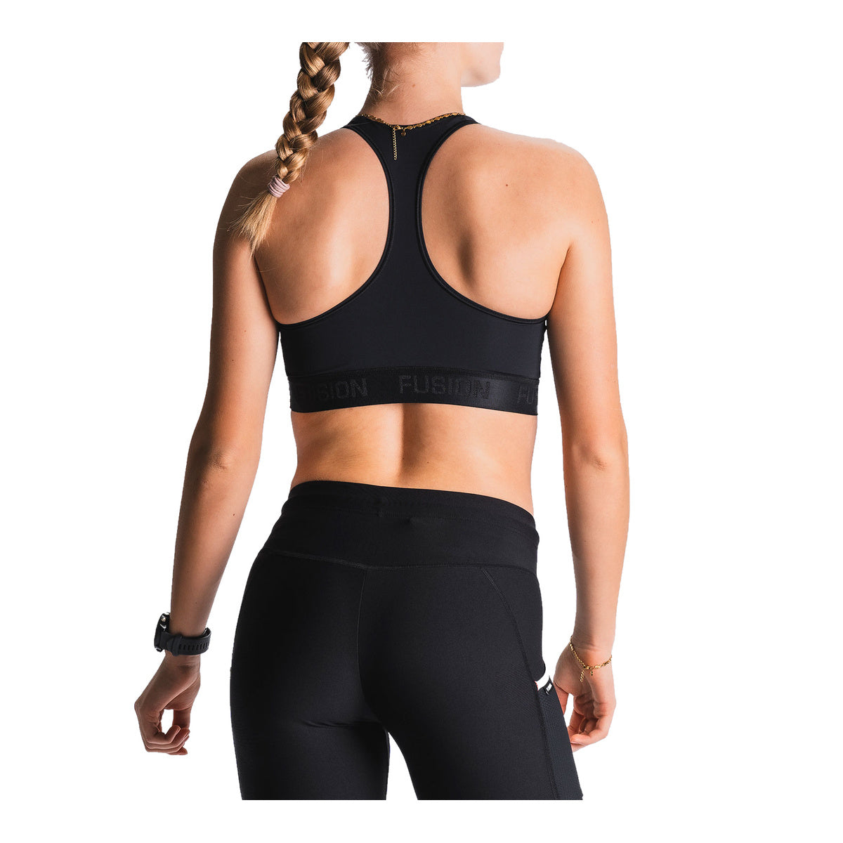 Fusion dame top med racerback og logobånd bagpå