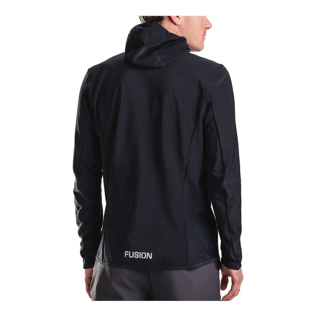 Fusion langærmet hoodie til mænd med hætte og lynlås bagfra i sort