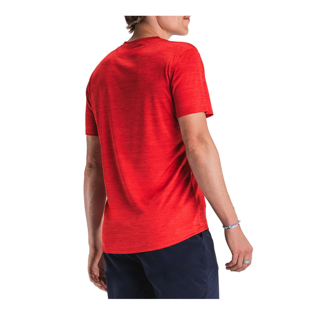 Rød herre t-shirt med kort ærme og rund hals bagfra