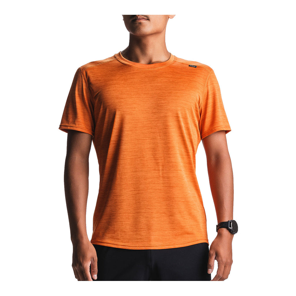 Orange kortærmet T-shirt til mænd med rund halsudskæring
