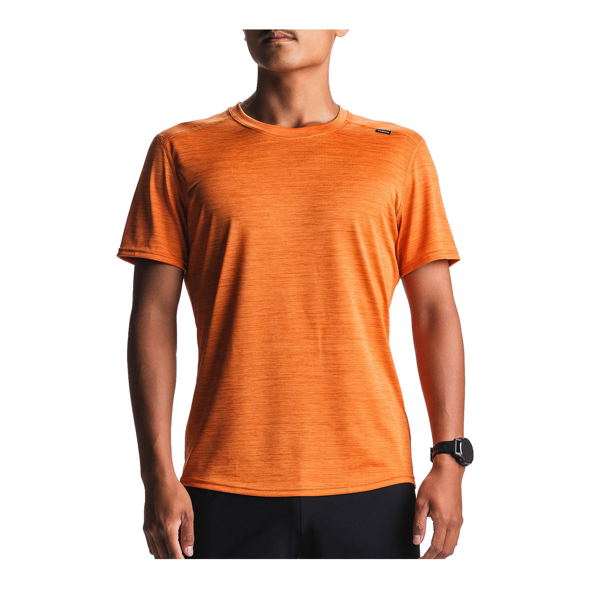 Orange kortærmet T-shirt til mænd med rund halsudskæring
