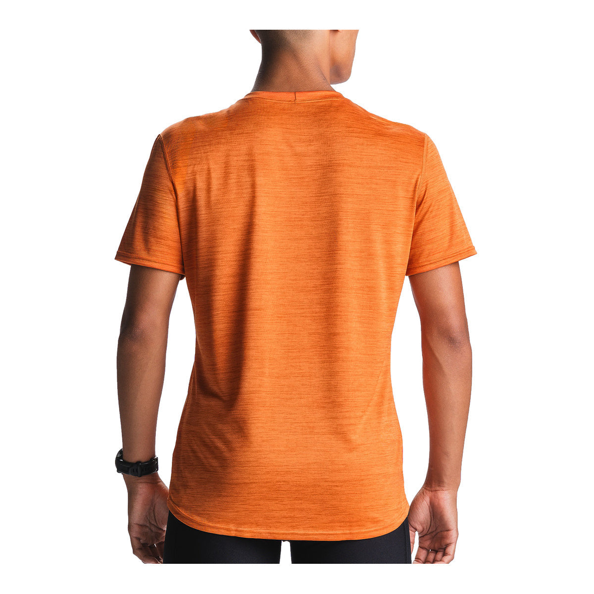 Orangerød herre T-shirt med korte ærmer og rund hals bagfra