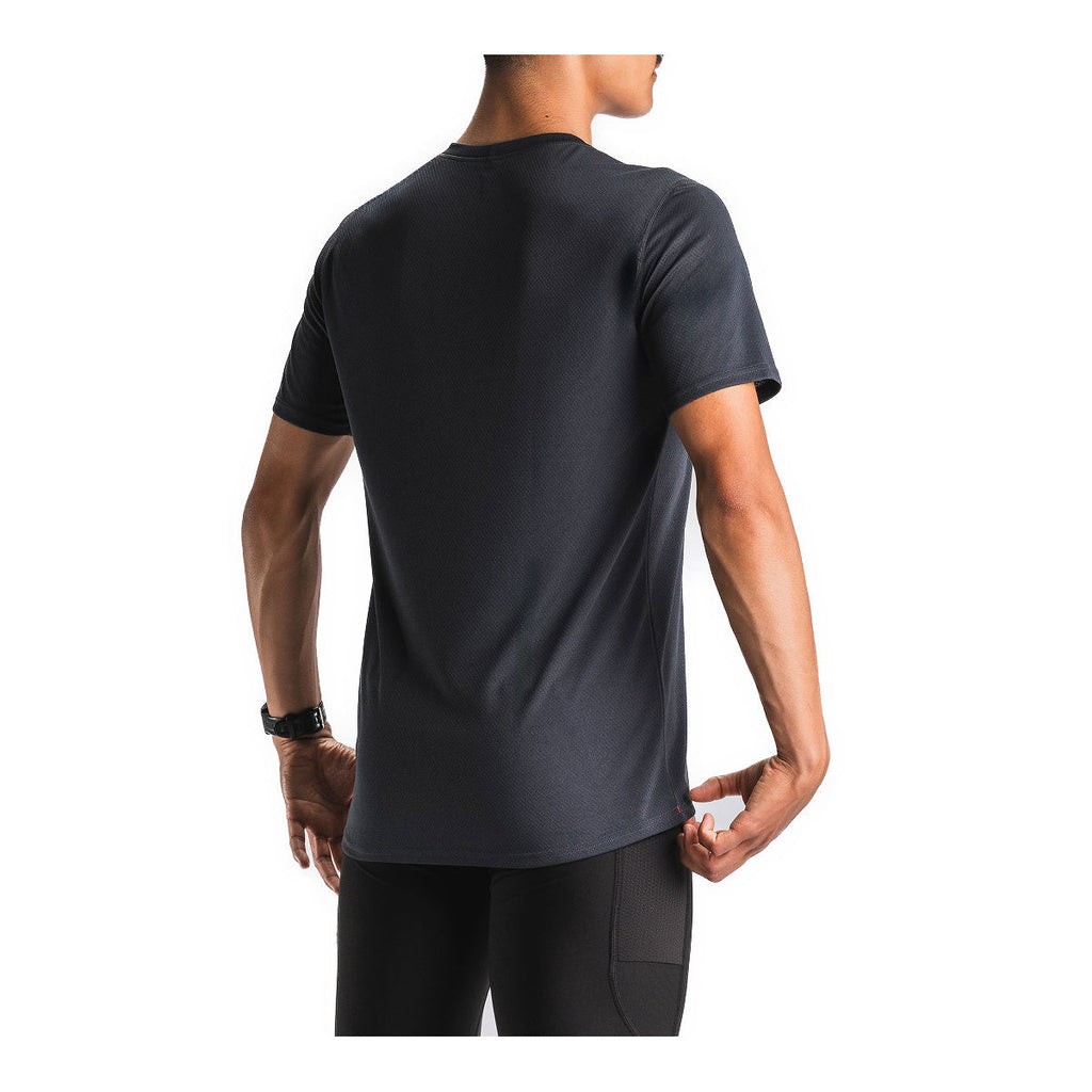 Sort herre T-shirt med kort ærme og rund hals bagfra