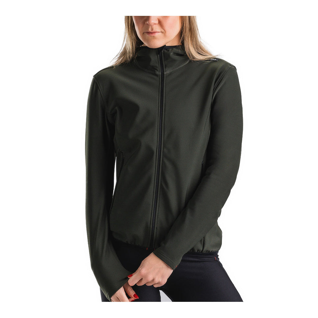 FUSION langærmet hoodie med lynlås og høj krave foran