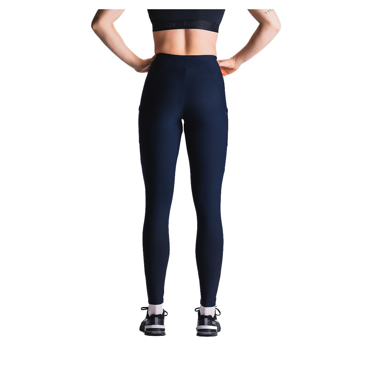 Mørkeblå Fusion gym tights til dame med høj talje og kompression