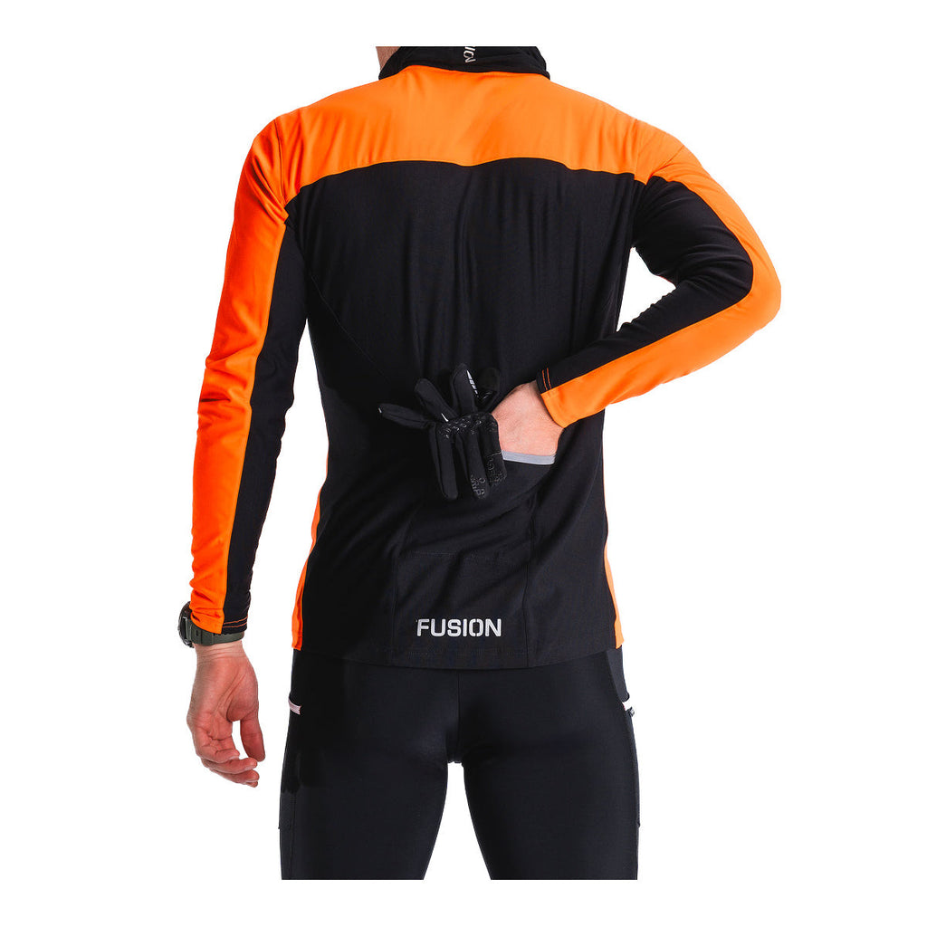Fusion S2 løbejakke til mænd i orange og sort med lynlås og logo