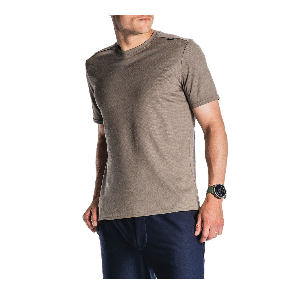 Grå kortærmet merino t-shirt til mænd med rund hals