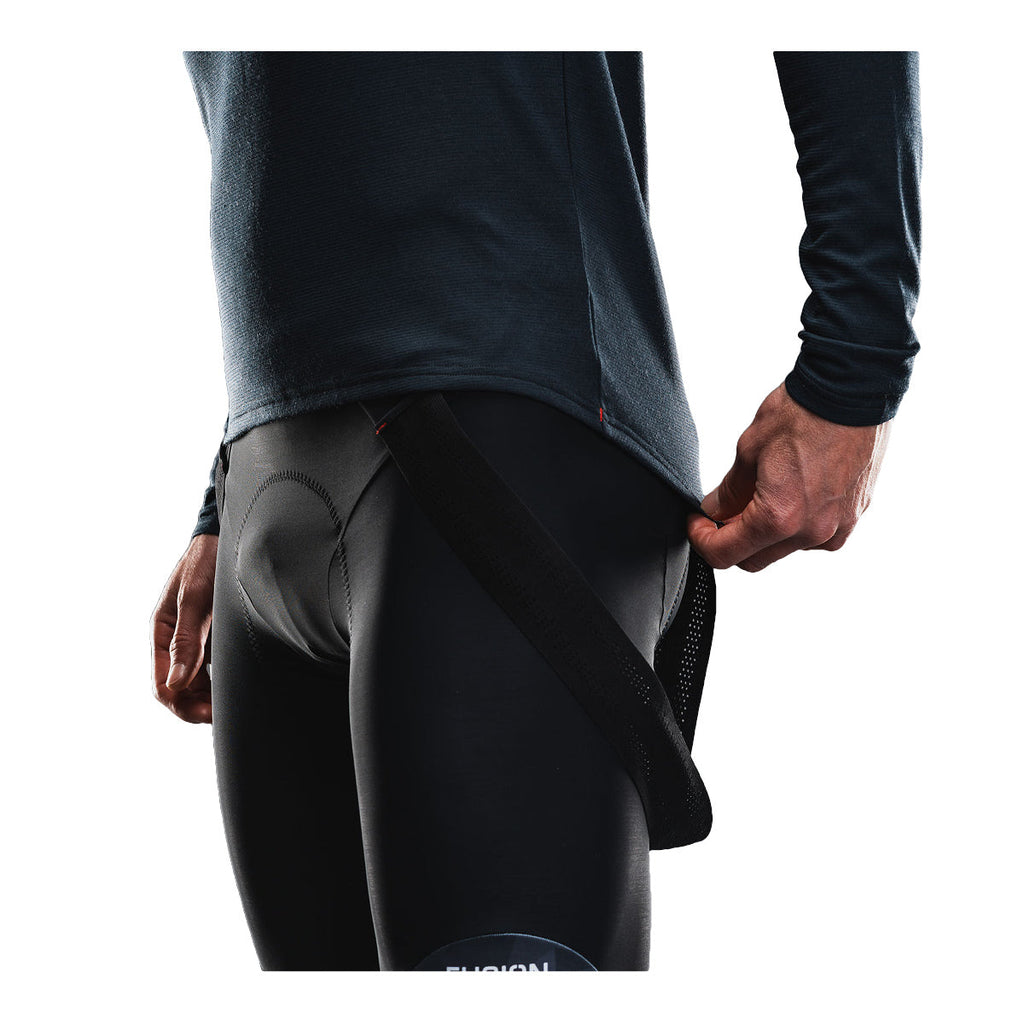 FUSION langærmet merino baselayer trøje i sort, unisex