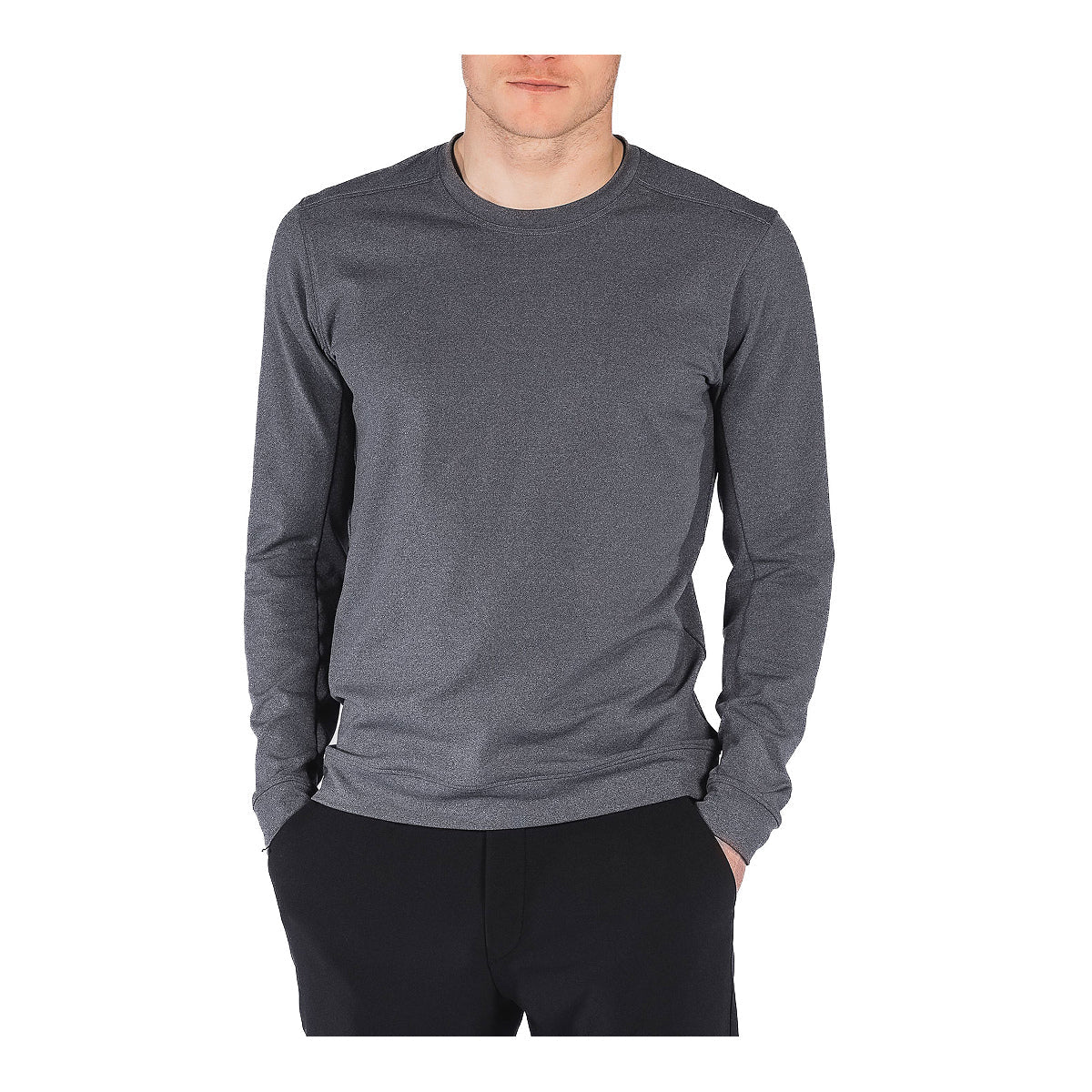 Mørkegrå langærmet sweatshirt til mænd med rund halsudskæring