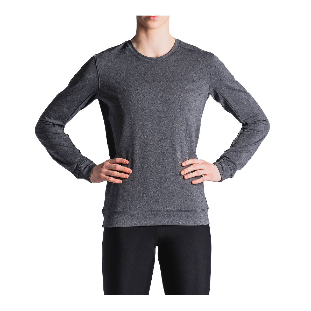 Mørkegrå langærmet sweatshirt med rund halsudskæring til herre