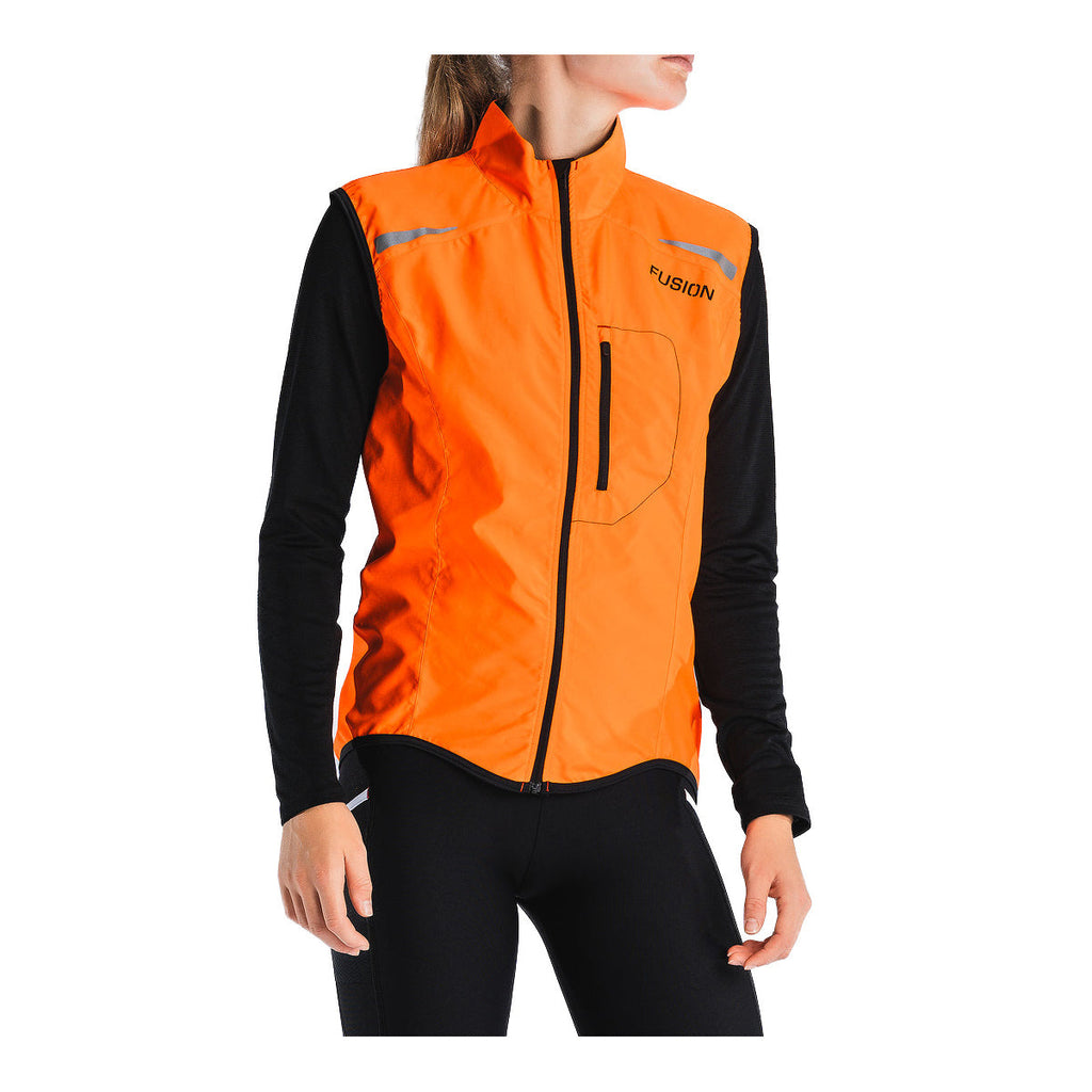 Oranger og sort løbevest med lynlås, dame model FUSION S1