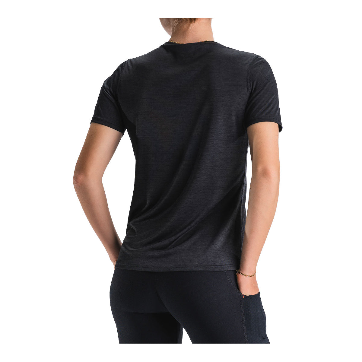 Sort dame t-shirt med korte ærmer set bagfra