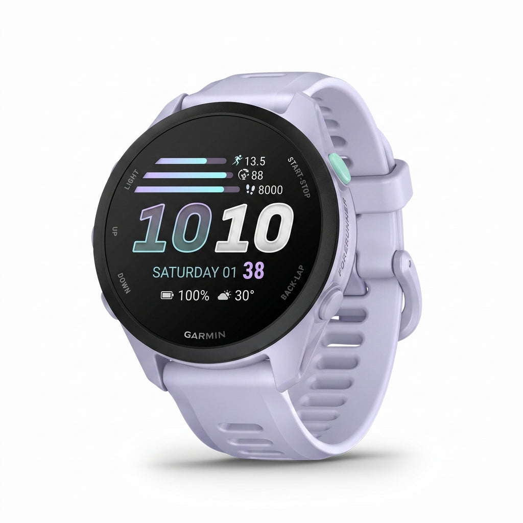 Garmin Forerunner 70 smartur med skærm og lavendel silikonrem