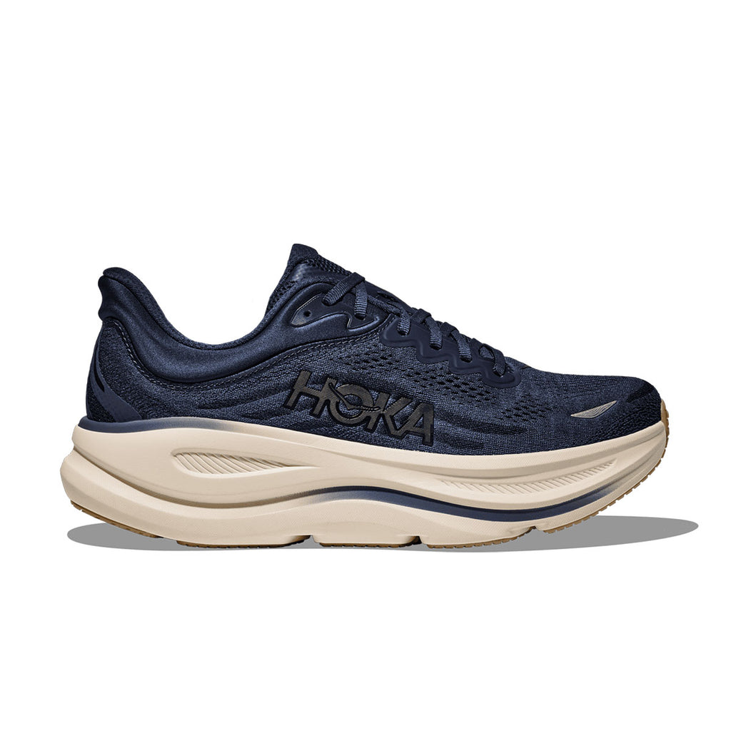 Hoka Bondi 9 herre løbesko i navy og beige farver