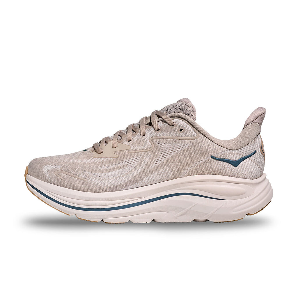 Hoka Clifton 10 herre løbesko i beige med blå detaljer