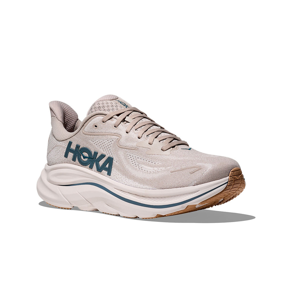 Hoka Clifton 10 Herre løbesko i lys beige med blå detaljer