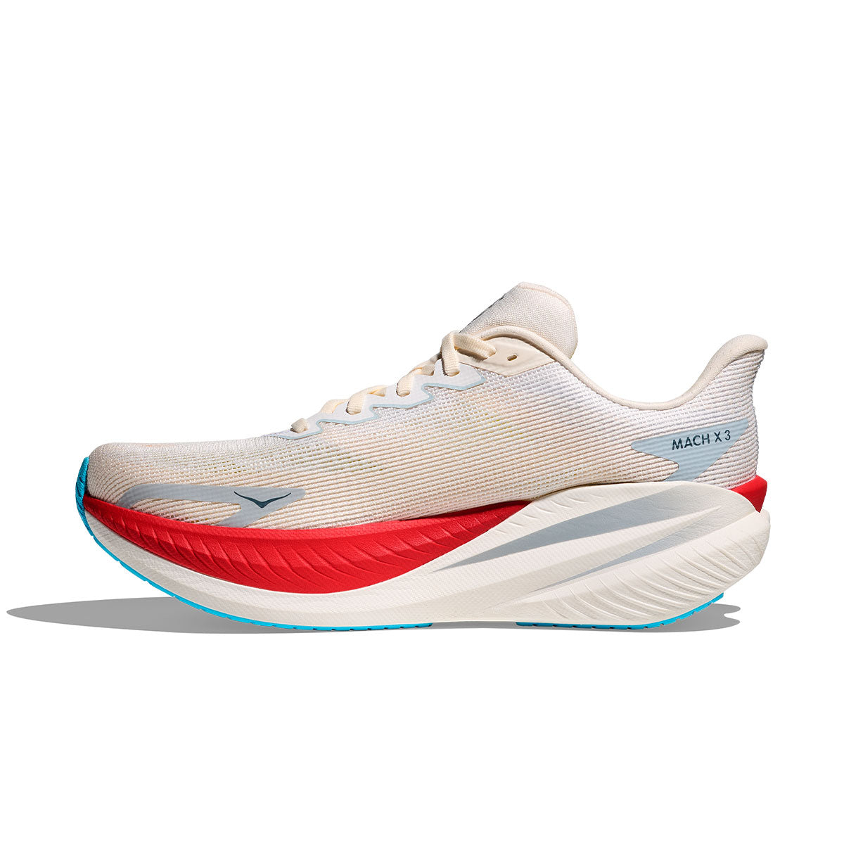 Hoka Mach X 3 herre løbesko i beige og rød farve
