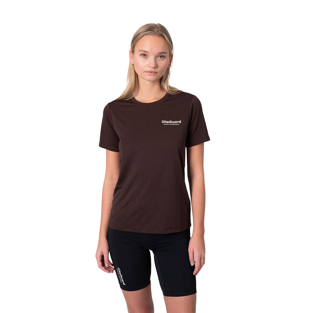 Brun Liiteguard Ground-Tech T-shirt til damer, kortærmet og afslappet pasform