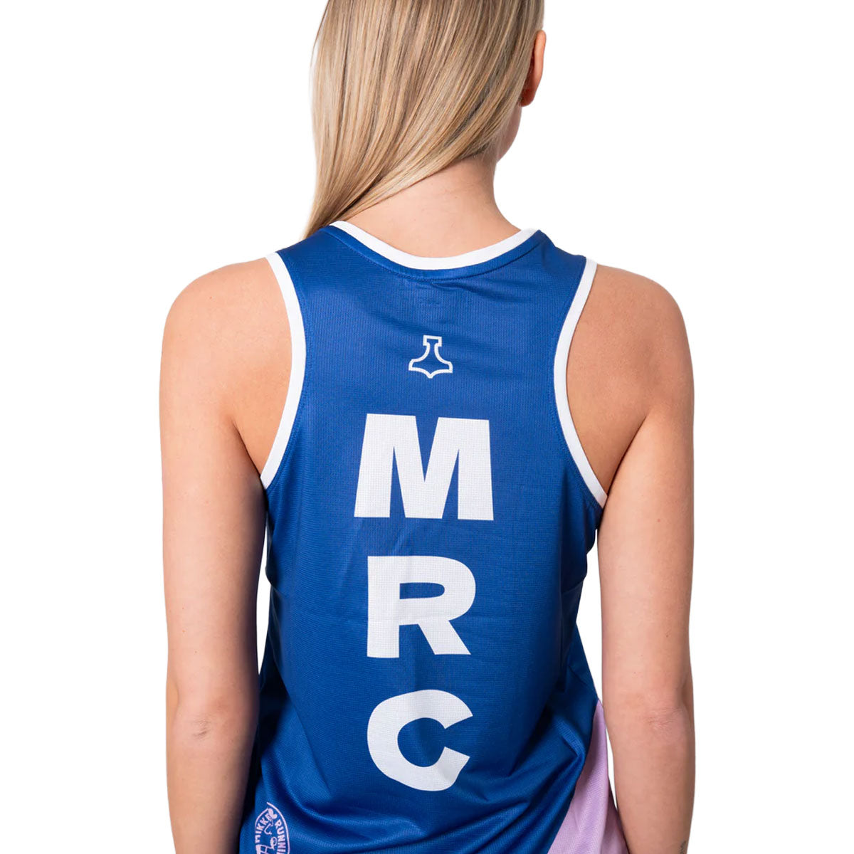 Blå Mikkeller singlet til damer med logo og nummer